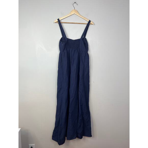 NWT L'Agence Jessamy Empire Waist Linen Blend Maxi Dress Navy Blue Size: 2 - Picture 7 of 9